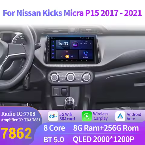 For Nissan Kicks Micra P15 2017-2021 Car Radio Multimedia Navigation Wireless BT CarPlay Android 14 