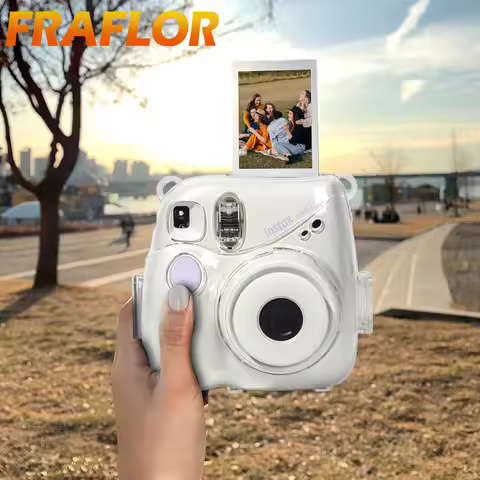 For Instax Mini 7+ Plus Transparent Photo Bag Storage Case Crystal Case Strap Sticker Set With Photo