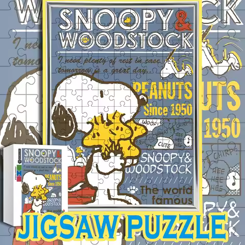 Vintage Blue Distressed Background Snoopy Scene Puzzle 108-1000pcs Home Decor