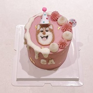 4吋高 法式水滴繪圖頭像款寵物蛋糕。犬貓生日蛋糕。狗狗生日蛋糕