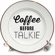 3dRose Coffee Before Talkie-Porcelain Plate, 8" (cp_223139_1)