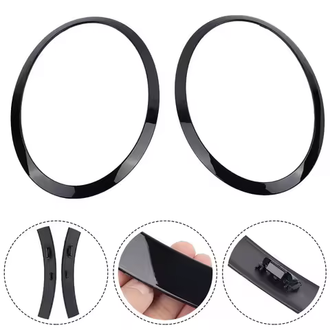 2Pcs Car Headlight Frame Gloss Black Headlight Ring Bezel Trim For MINI F55 F56 F57 For Cooper R55 R