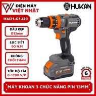 Máy khoan pin Hukan đầu 13MM (GEN1) HM21-G1-I20 bản màu cam lực siết 90N không chổi than chân pin ph