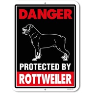 Rottweiler Sign Danger Protected by Rottweiler 1 Beware of Dog Warning Metal Aluminum Tin Sign Bewar