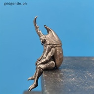 Antique Brass Realistic Beetle Sculpture Dual Horned Beetle Figurine With Intricate Detailing Car Da