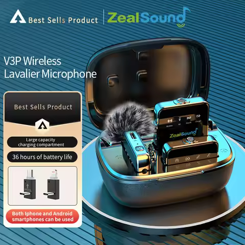Zealsound Wireless Lavalier Lapel Microphone for iPhone iPad Android Type-C Phone Live Broadcast Aud