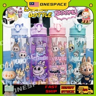 800ml Botol Air Labubu Water Bottle Kids Straw Bpa Free Botol Kuromi Transparent Kawaii Travel Schoo