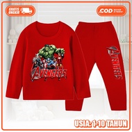 Baju Piyama Setelan Panjang Anak Perempuan Dan Laki Laki Motif Avengers Ukuran S-XXL KS-1654