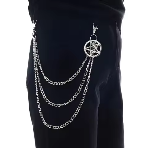 Punk Pants Chain Pentagram Keychains for Men Women Jean Trouser Biker Chains Harajuku Goth Jewelry G