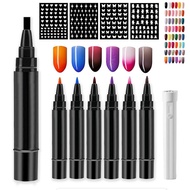 Giani Nail Pen, Giani Nail Polish Pen- 6 Colors Per Set, 3 in 1 Nailpolish Pens Quick Dry for Women,