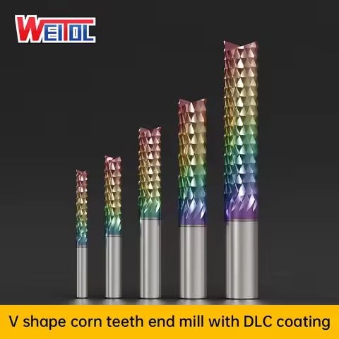 WeiTol V shape corn teeth end mill with DLC coating CNC milling cutter shank 4 6 8 10mm