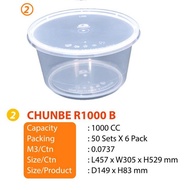 CHUNBE CB WARE R1000B (6 X 50set)(300set) 1000 Round Microwave Container / Food Container With Lids 