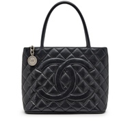 Chanel Black Quilted Caviar Timeless Medallion Tote Silver Hardware, 2000-2002