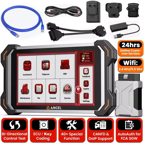 ANCEL DS600 BT Car Bidirectional Scanner Tool All System IMMO ECU Key Coding Diagnostic CAN-FD FCA A