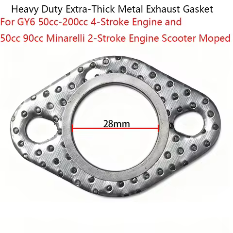 Heavy Duty Extra-Thick Metal Exhaust Gasket For GY6 50cc-200cc 4-Stroke Engine and 50cc 90cc Minarel