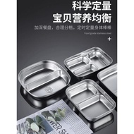 316 Food Grade Stainless Steel Chinese Style Square 2 Grid Student Children's Dinner Plate Student A