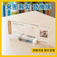 Customized Stand Airplane Ticket Boarding Pass Crystal Ice Card Frame Acrylic Photo Gift Birthday Co