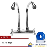 ViP 3333 Wall Mounted Double Kitchen Sink Water Tap Faucet