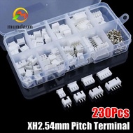 MUNDAUN 230Pcs Pin Connector, XH2.54 Housing Kit 2.54mm Pitch Terminal, 2p 3p 4p 5pin Male And Femal