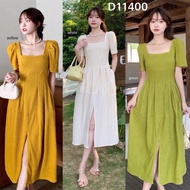 D11400 Hae Square Neck Slit Dress