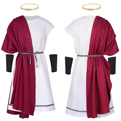 Mens Greco Roman Robe Set Halloween Party Costume Laurel Bracelet Belt Show Men's Toga Costume With 