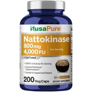 美國NusaPure 納豆激酶 400毫克 4,000 FUs/每食用份量 200粒素食膠囊