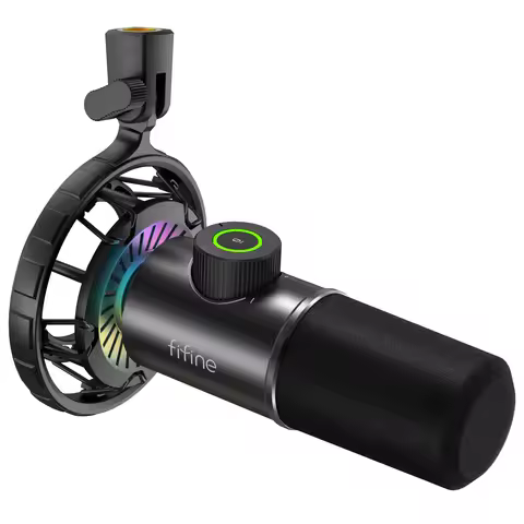 FIFINE K658 USB Microphone for PC & Laptop, Gaming Mic with Tap-to-Mute, RGB Lighting, Headphone Jac