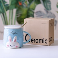 Ly Sứ - Cốc Sứ Thỏ Trắng 4 màu Pastel 400ml kèm muỗng nắp và hộp – Ly Sứ Quà Tặng – Vy An Group