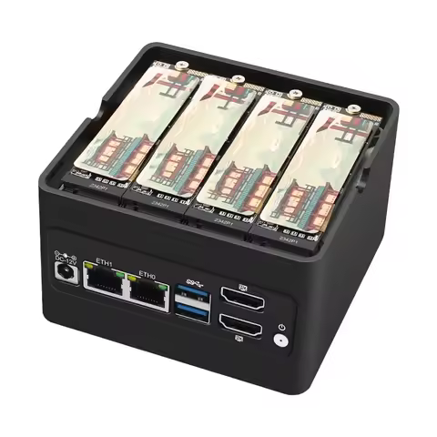 X86 Pocket NAS Computer 4xM.2 NVMe Slot In-tel 3 N355 N305 N150 N100 2xi226-V 2.5G DDR5 4800 2xUSB3.