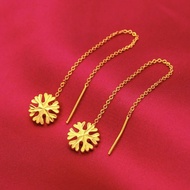 Emas 916 Subang  | Gold 916 Hoop Earring/ Snowflake Ear Line Earring gold 916