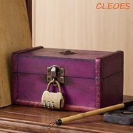 CLEOES Multifunctional Treasure Chest, Wooden Retro Style Jewelry Storage Box with a Lock, Escape Ro