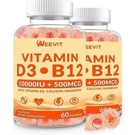WEEVIT D3 B12 D 10000IU & 500mcg Metil B12 dengan A C K Kalsium Magnesium Zink untuk Wanita & Lelaki
