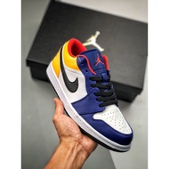 [Wholesaler] Unisex Air Jordan 1 Low AJ1 ''Blue and Yellow Lakers'' Kasut Bola Keranjang Lelaki Snea