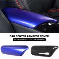 TIMEKEY Car Center Armrest Cover Panel Chrome Carbon Fiber for Toyota CHR 2017 - 2022 C-HR Car Accessories D9U5