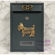 [Grocery King] Handmade Boutique Brushed Golden Puppy Mailbox With House Number/Mailbox 5 Colors Opt