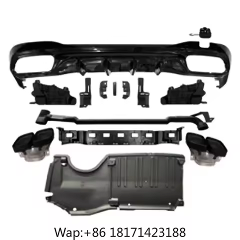 【Hot】C63 AMG Style Rear Bumper Vents Exhaust Lip Diffuser With Black Tail Pipe Tips for BENZ W206 AM