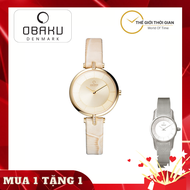 Đồng hồ đeo tay nữ dây da Obaku   (Trắng hồng)
