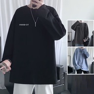 Hot Men Long Sleeve Tshirt Round Neck Letter Print Korean Version M-4XL Men T Shirt