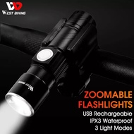 WEST BIKING 240LM Zoomable Bike Light  USB Rechargeable Bike Light Cycling LED Lights Lamp Bicycle Light Bike Accessories