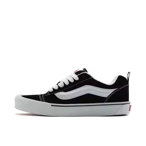 Vans Knu Skool Retro American Retro Thin Sole Comfortable Versatile Unisex Black and White Low-Top S