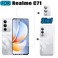 Realme C71 Tempered Glass 3 in 1 Screen Protector for Realme C75 C75X C73 Tempered Glass with Camera
