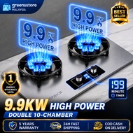 9.9KW+9.9KW Dapur Gas Stove Stainless Steel Tempered Glass LPG 20Y 2 Burner 2 in 1 Embedded/Table To