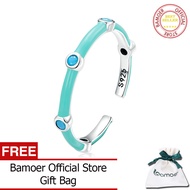 BAMOER Nhẫn Màu Ngọc Lam Tinh Tế Có Thể Điều Chỉnh Bằng Bạc Sterling 925 Cho Nữ Nhẫn Đi Biển Kỳ Nghỉ