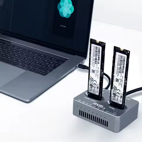 Dual-Bay M.2 NVME SSD Clone USB3.2 Type C M.2 SSD Enclosure M/B M Key Solid Disk Case M.2 M.3 NVME P