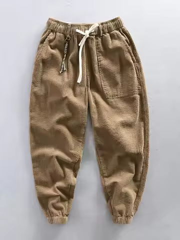 Autumn New Retro Cargo Pants Men Clothing Casual 100% Cotton Daily Joggers Men Trousers AZ627