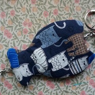 深藍色貓咪鑰匙包鑰匙圈