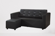 High Quality Fabric Sofa L Shape 3 Seater Free 1 Stool Sofa Kain Kelabu / PVC Sofa Kulit Merah Hitam