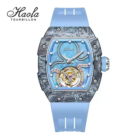 Haofa Tourbillon Women Watch Luxury High Quality Water Resistance Carbon Fiber Butterfly Buckle Manu