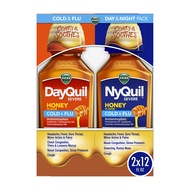 Vicks DayQuil & NyQuil SEVERE Honey Cold & Flu Medicine, Relief for Headache, Fever, Sore Throat, Mi