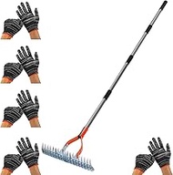 Lawn Dethatcher Rake, 14.7 Inch Thatch Rake with 4 Handle Sections & Metal Head Rakes, Up to 1.77m A